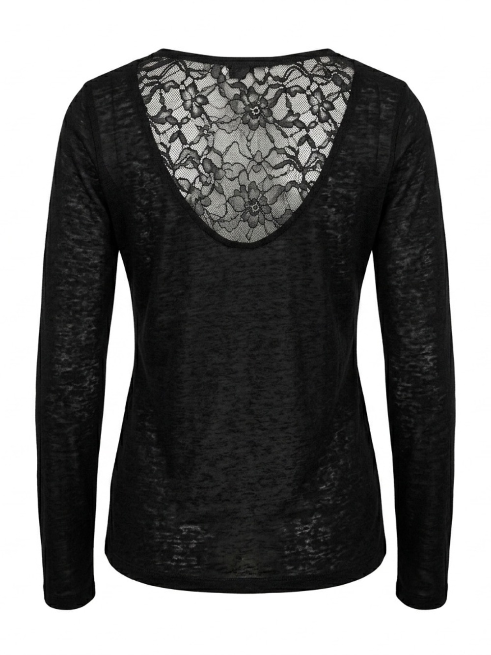 Wild Fable Black Lace Scoop Back Long Sleeve Top - Size Medium